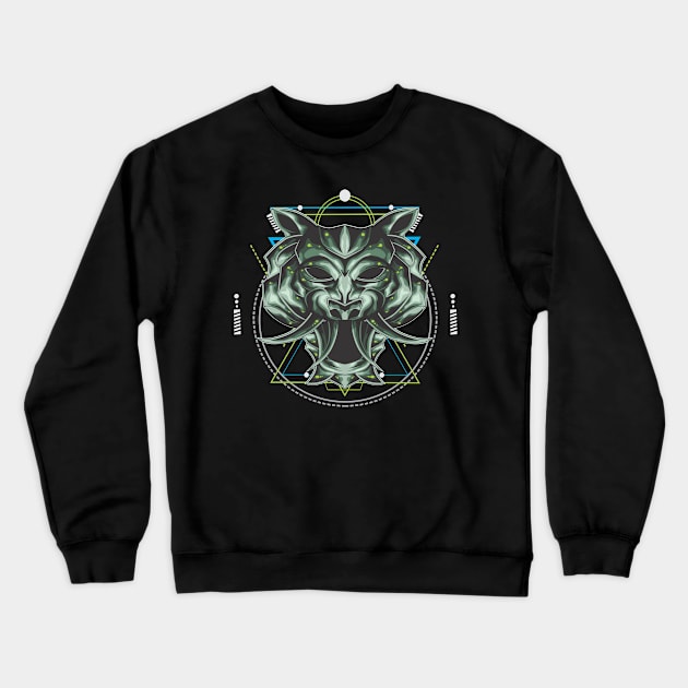 TIGER MASK SACRED GEOMETRY Crewneck Sweatshirt by sugiartoss_